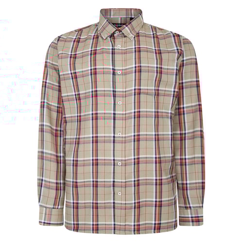 Bigdude Button Down Long Sleeve Check Shirt Sage