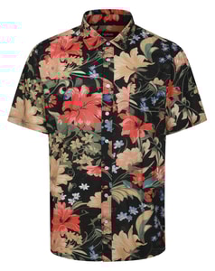 Bigdude Classic Floral Short Sleeve Shirt Black Tall