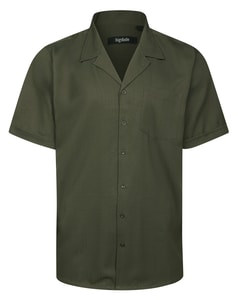 Bigdude Cuban Collar Soft Linen Look Shirt Olive