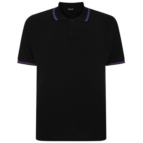 Bigdude Tipped Polo Shirt Black/Purple