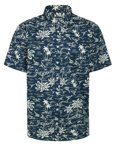 Bigdude Button Down Island Short Sleeve Shirt Navy