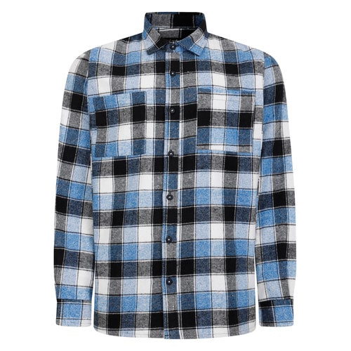 Bigdude Checked Flannel Overshirt Blue/Black Tall