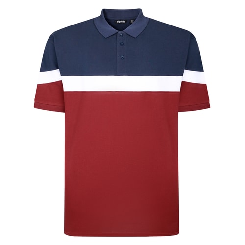 Bigdude Pique Colour Block Polo Shirt Burgundy/Navy/White