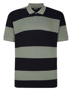 Bigdude Rugby Style Short Sleeve Polo Shirt Sage Green/Black
