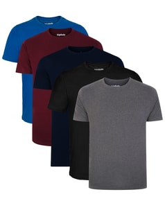 Bigdude 5 Pack Plain T-Shirts Multi Tall