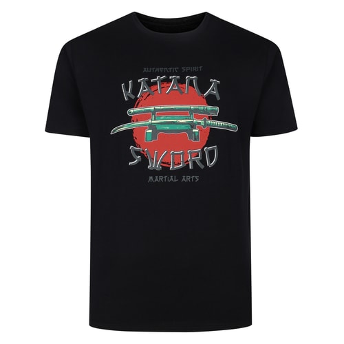 Bigdude Katana Print T-Shirt Black