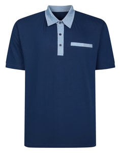 Bigdude Contrast Jersey Polo Shirt Navy