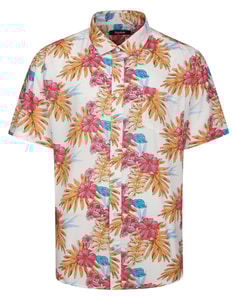 Bigdude Hibiscus Flower Short Sleeve Shirt Cream Tall