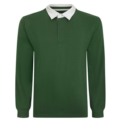 Bigdude Rugby Style Long Sleeve Polo Shirt Dark Green