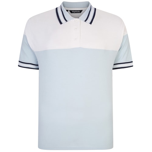 Bigdude Cut & Sew Pique Polo Shirt Light Blue