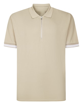 Bigdude Textured Zip Polo Sand