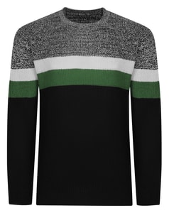 Bigdude Colour Block Knitted Jumper Black