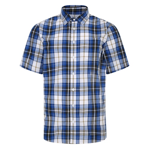 Bigdude Cutaway Collar Checked Shirt Royal Blue/White Tall