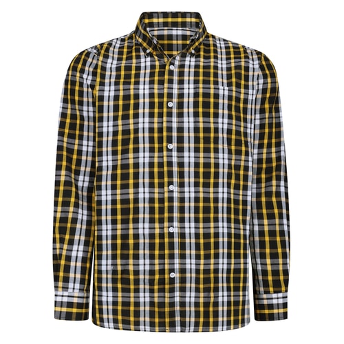 Bigdude Button Down Collar Checked Long Sleeve Poplin Shirt Yellow