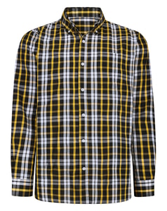Bigdude Button Down Collar Checked Long Sleeve Poplin Shirt Yellow