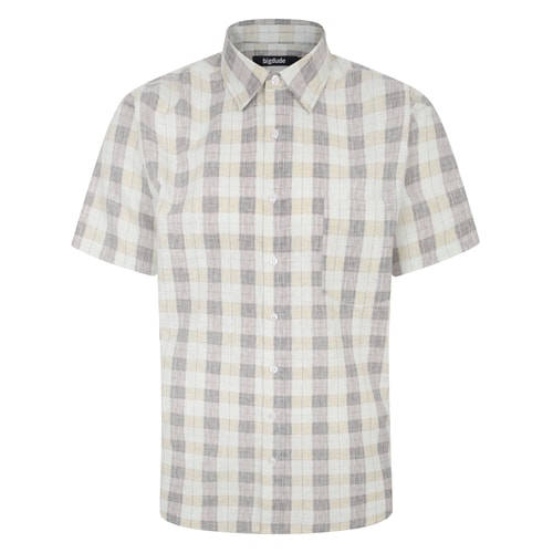 Bigdude Lightweight Short Sleeve Checked Shirt Yellow