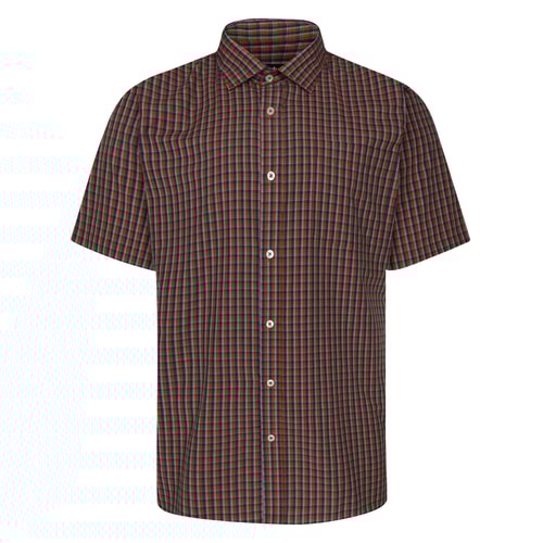 Bigdude Short Sleeve Check Shirt Brown Tall