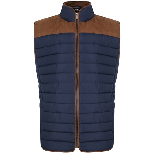 Bigdude Suede Contrast Panel Padded Gilet Navy