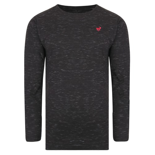 Bigdude Inkjet Marl Long Sleeve T-Shirt Black