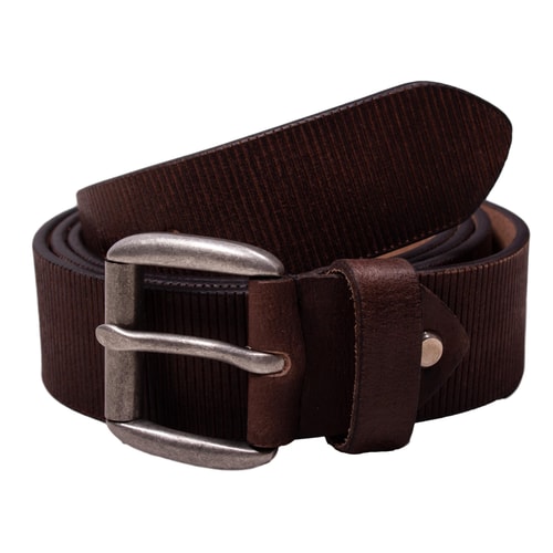 Lewis Leather Structured Belt Dark Brown
