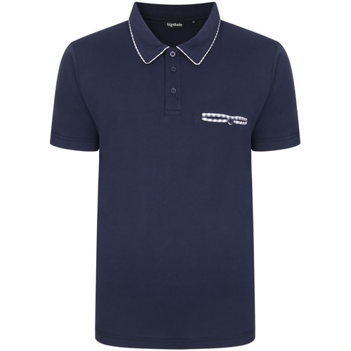 Bigdude Woven Pocket Polo Shirt Navy Tall