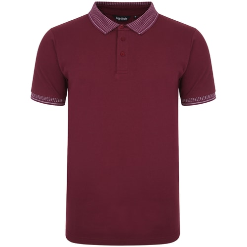 Bigdude Jacquard Collar Polo Shirt Burgundy