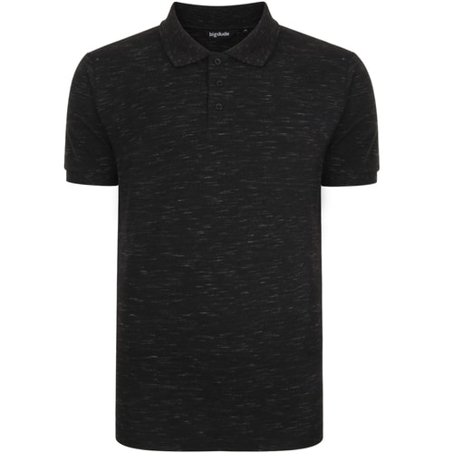 Bigdude Inkjet Marl Polo Shirt Black Tall