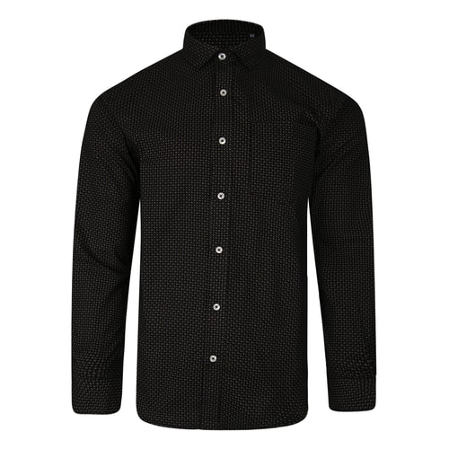 Bigdude Long Sleeve Dobby Print Shirt Black