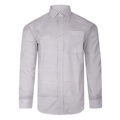 Bigdude Long Sleeve Dobby Print Shirt White Tall