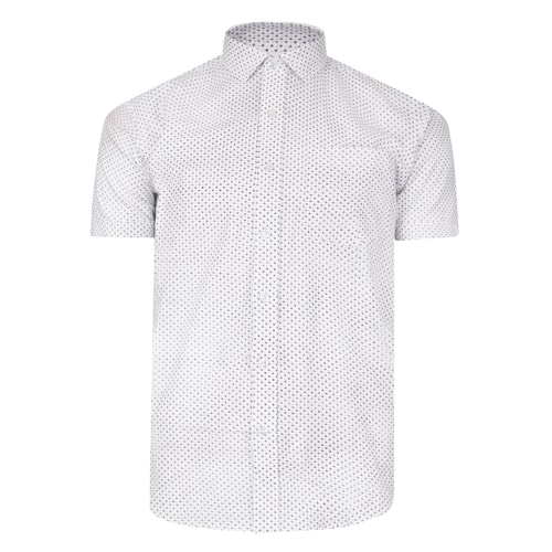 Bigdude Short Sleeve Dobby Print Shirt White