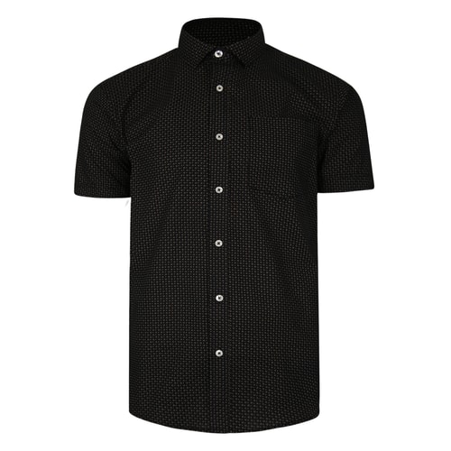 Bigdude Short Sleeve Dobby Print Shirt Black