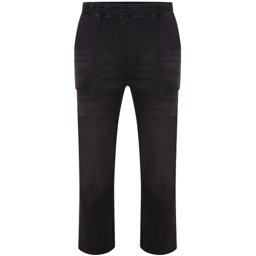 Bigdude Washed Elasticated Waist Stretch Jeans Black