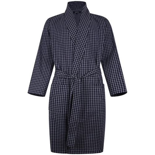 Bigdude Woven Check Dressing Gown Navy/Grey