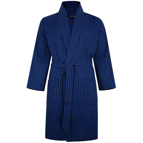 Bigdude Woven Check Dressing Gown Royal Blue