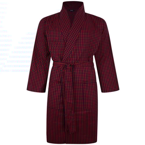 Bigdude Woven Check Dressing Gown Red/Navy