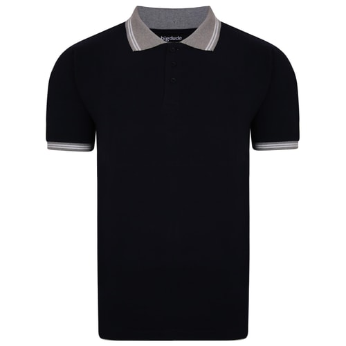 Bigdude Contrast Tipped Polo Shirt Navy
