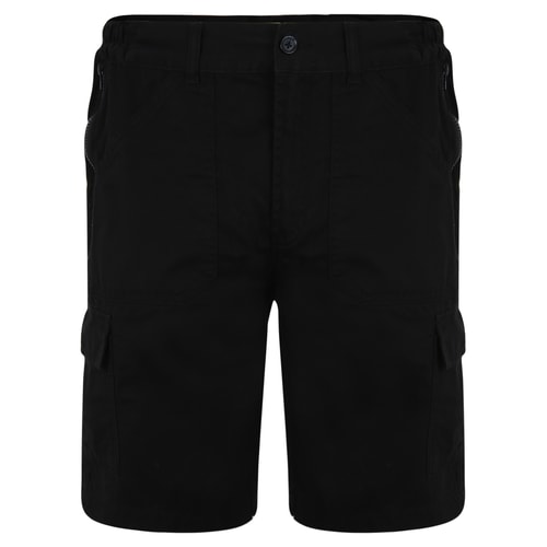 Bigdude Elasticated Waist Cargo Shorts with Zippers Black