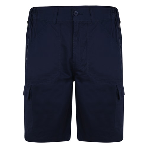 Bigdude Elasticated Waist Cargo Shorts with Zippers Navy