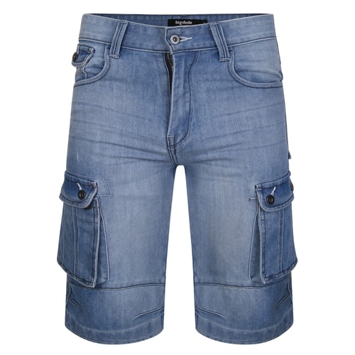 Bigdude Cargo Denim Shorts Light Wash