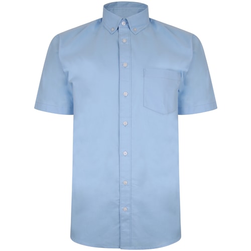 Bigdude Oxford Short Sleeve Shirt Light Blue Tall