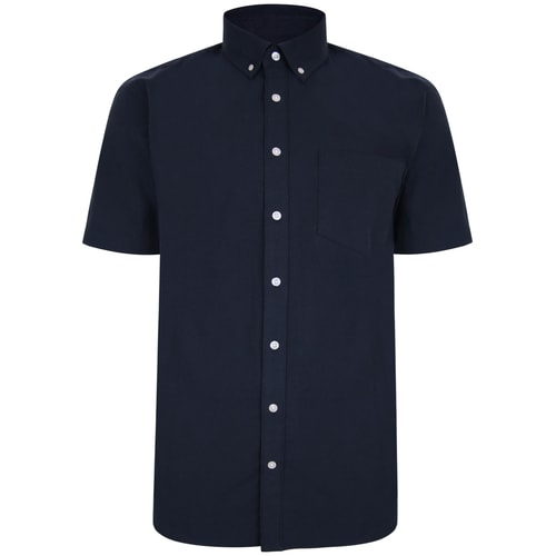 Bigdude Linen Blend Short Sleeve Shirt Navy Tall