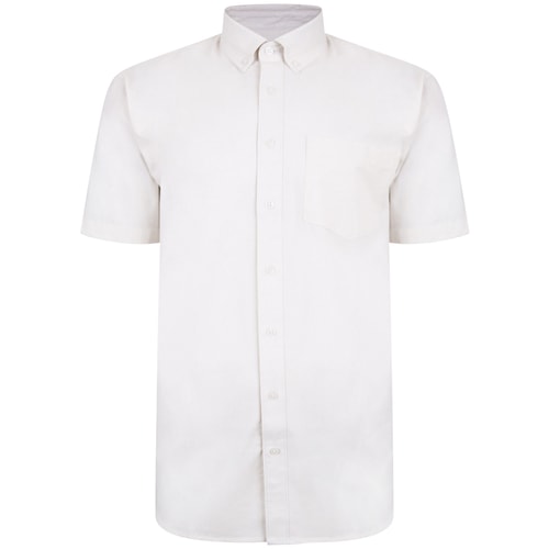 Bigdude Linen Blend Short Sleeve Shirt Off White
