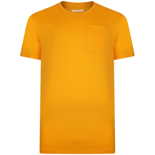 Bigdude Plain Crew Neck T-Shirt With Pocket Orange