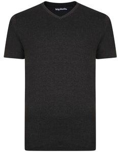 Bigdude Plain Marl V-Neck T-Shirt Charcoal Tall