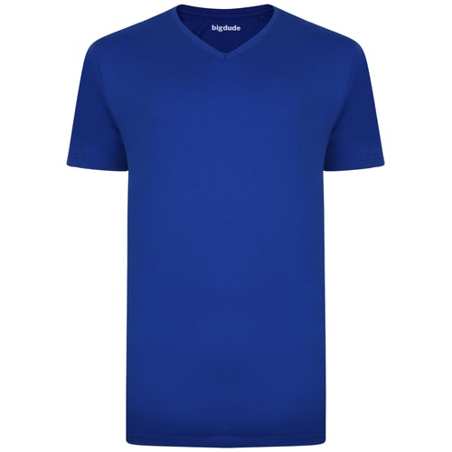 Bigdude Plain V-Neck T-Shirt Royal Blue Tall
