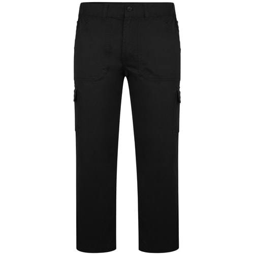 Bigdude Elasticated Waist Cargo Trousers with Zip Black