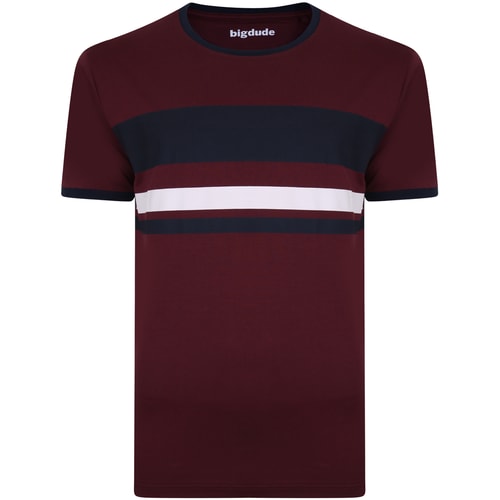 Bigdude Contrast Print T-Shirt Burgundy