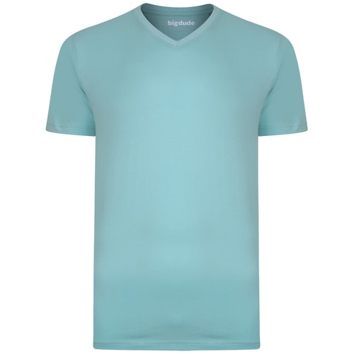 Bigdude Plain V-Neck T-Shirt Turquoise