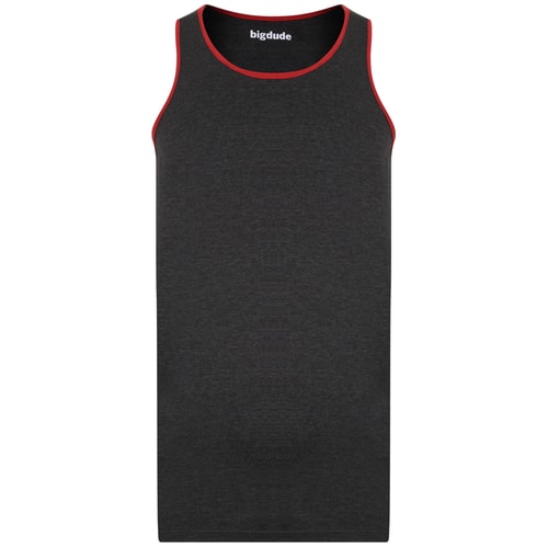 Bigdude Marl Vest With Contrast Binding Charcoal