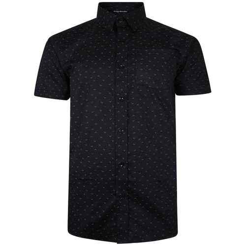 Bigdude Short Sleeve Cotton Woven Anchor Shirt Black